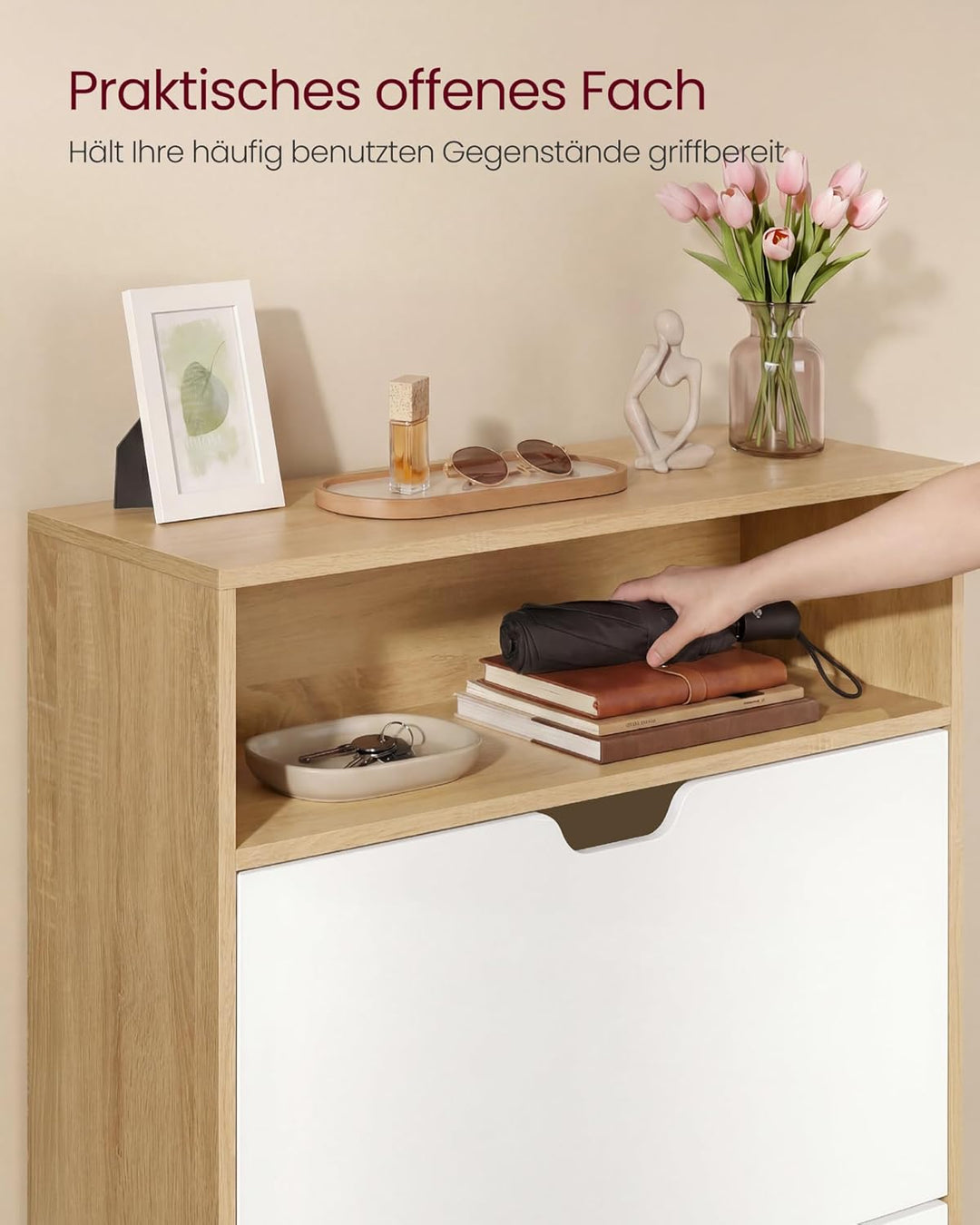 VASAGLE Custos Kollektion - Schuhschrank, Schuhkipper, Schuhaufbewahrung, offenes Fach, Trennwand ve