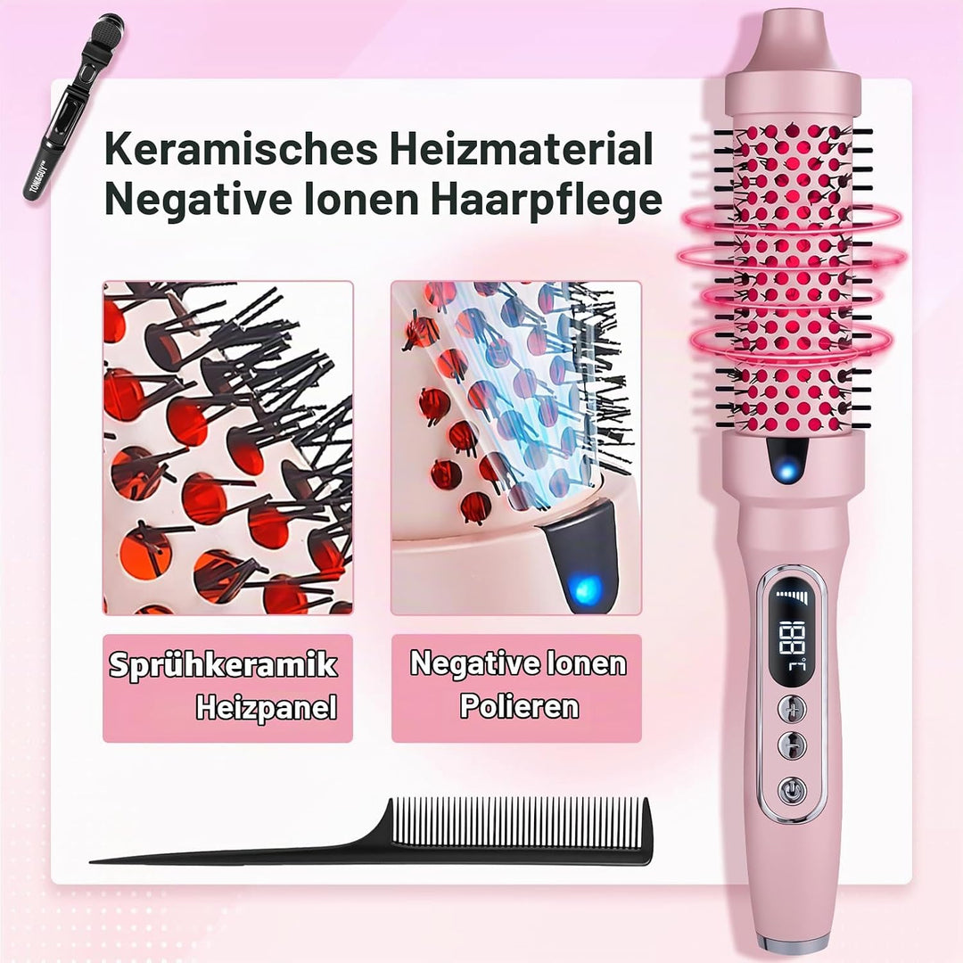 38 mm Thermal Brush, 3-in-1 Thermobürste für Schnelles Volumen, Locken, Glätten, Salon-Blowouts,5 Te
