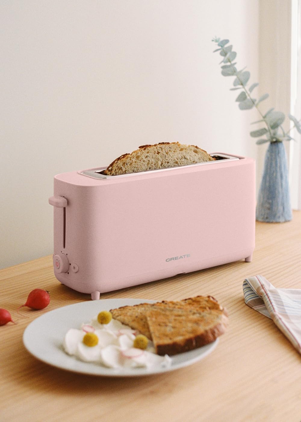 CREATE/TOAST STUDIO XL/Toaster Pastellrosa / 6 Leistungsstufen, Krümelschublade, Thermostat, Auftaue