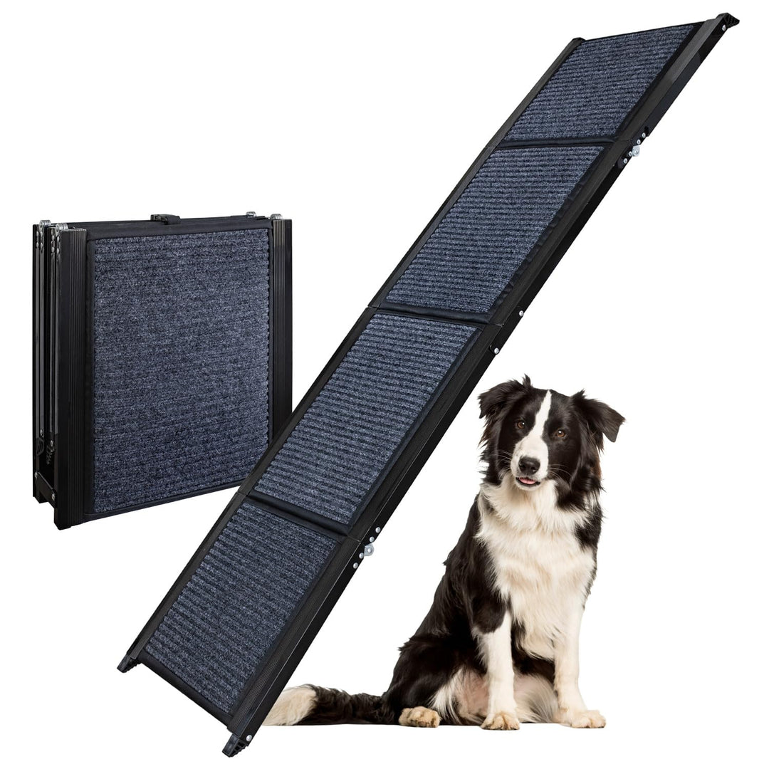 Petigi Hunderampe mit rutschfesten Teppich 170 cm klappbar für Auto Hunde Rampe Hundetreppe Einstieg