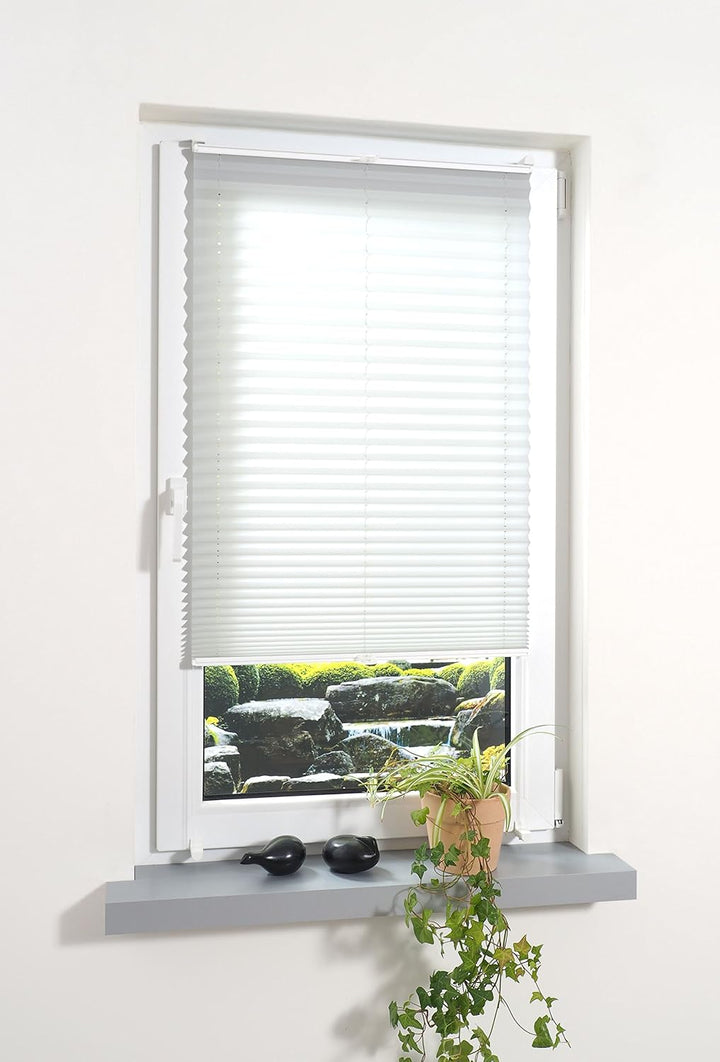 Liedeco® Plissee verspannt mit Klemmträger / 90 x 130 cm weiss (Breite x Höhe) / lichtdurchlässig Bl