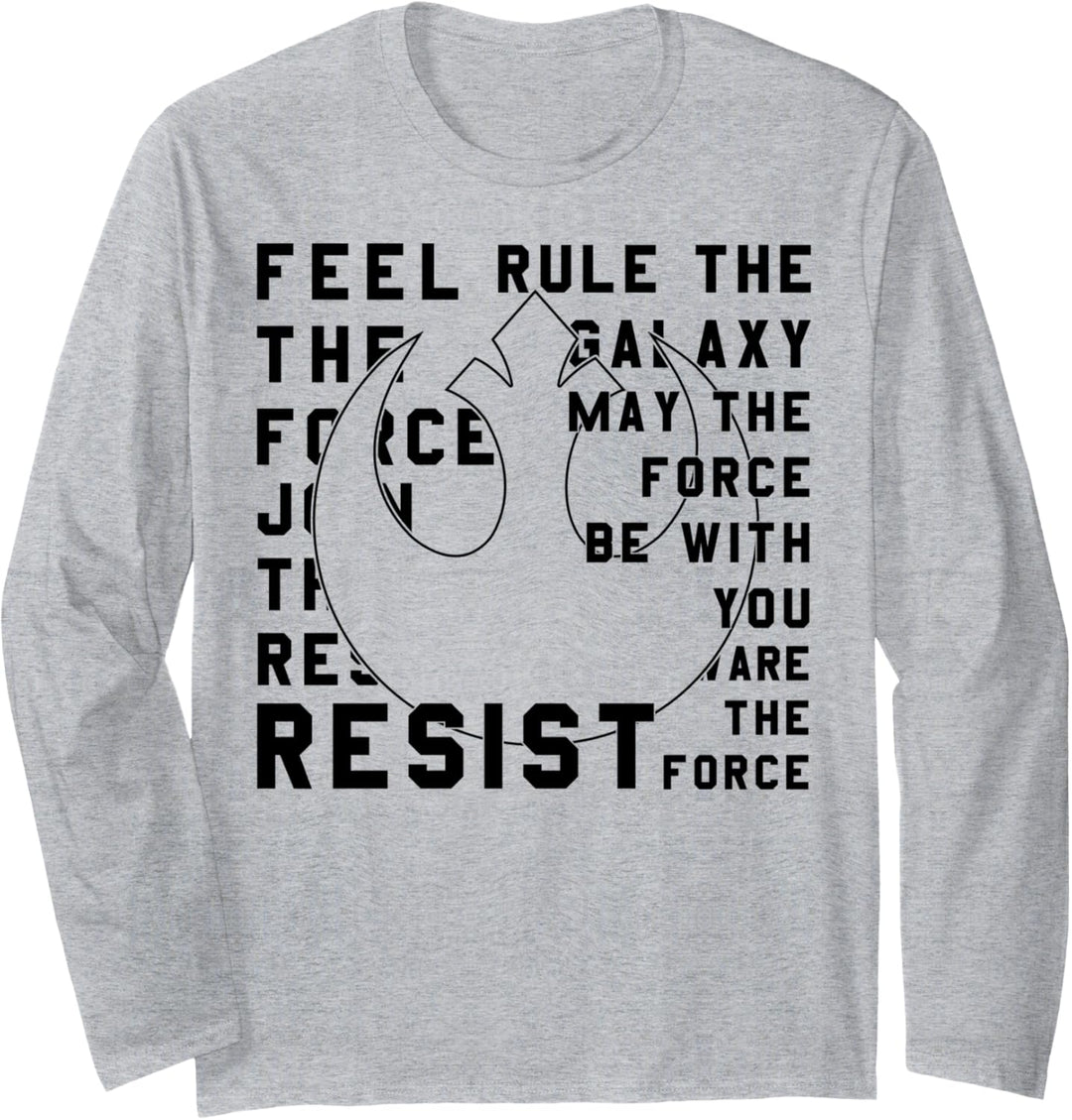 Star Wars Last Jedi Rebel Resist Bold Text Langarmshirt