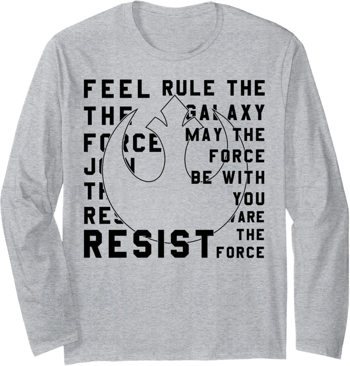 Star Wars Last Jedi Rebel Resist Bold Text Langarmshirt