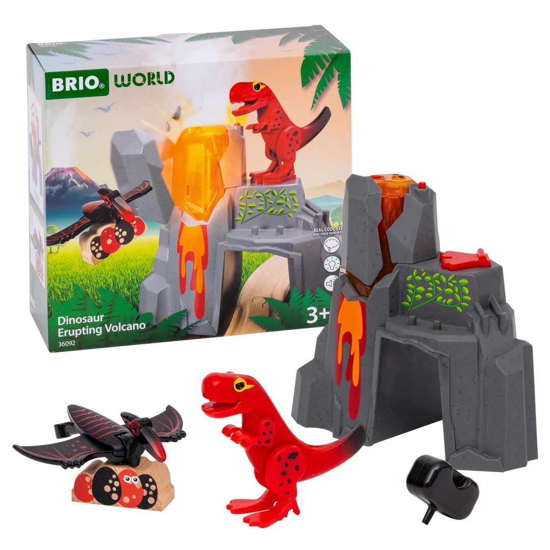 BRIO World - 36092 Dinosaurier-Vulkan mit Ausbruchsfunktion - Zugset für Kinder ab 3 Jahren