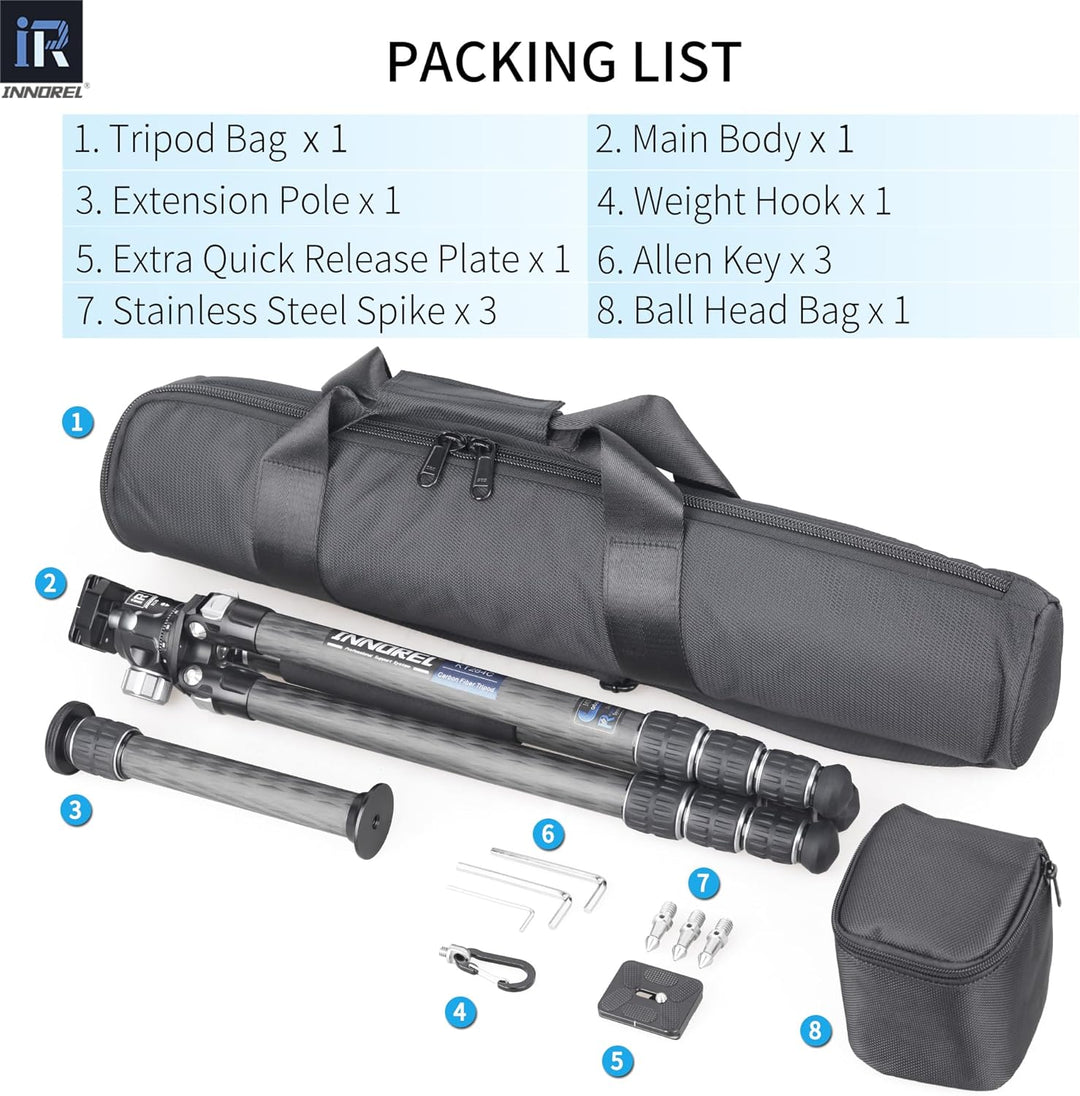 Karbonfaser-Stativ-INNOREL KT284C Super tragbares Reisestativ für DSLR-Kamera Robuster kompakter Stä