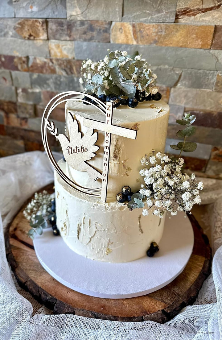 Cake Topper Taufe Gold; Kommunion; Konfirmation; Tortentopper; Glaube; Kuchentopper; Kuchen Topper;