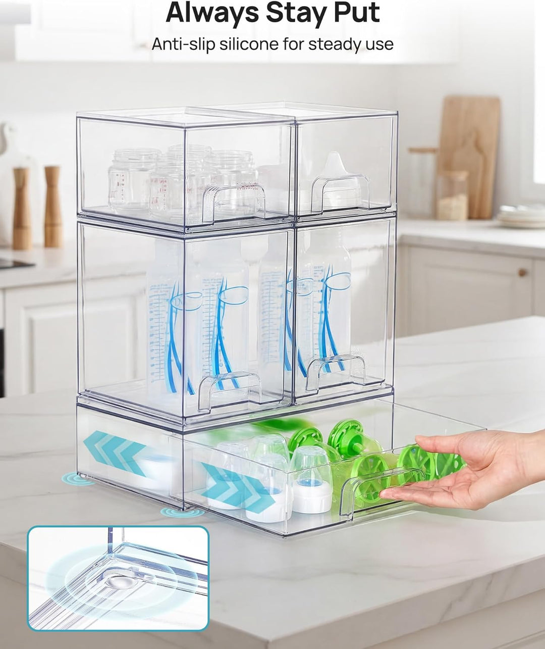 Vtopmart Boxen Aufbewahrung mit 5 Schubladen, Clear Schminktisch Organizer, Anti-Rutsch Organizer Sc