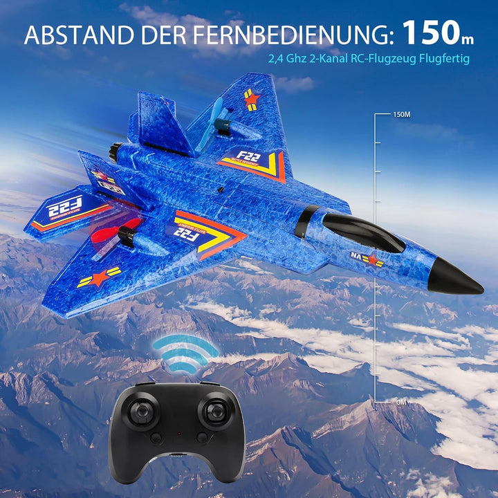 Fremego F-22 RC Flugzeug, 2.4Ghz Ferngesteuertes Flugzeug Raptor Fighter Flugzeug Modell Spielzeug m