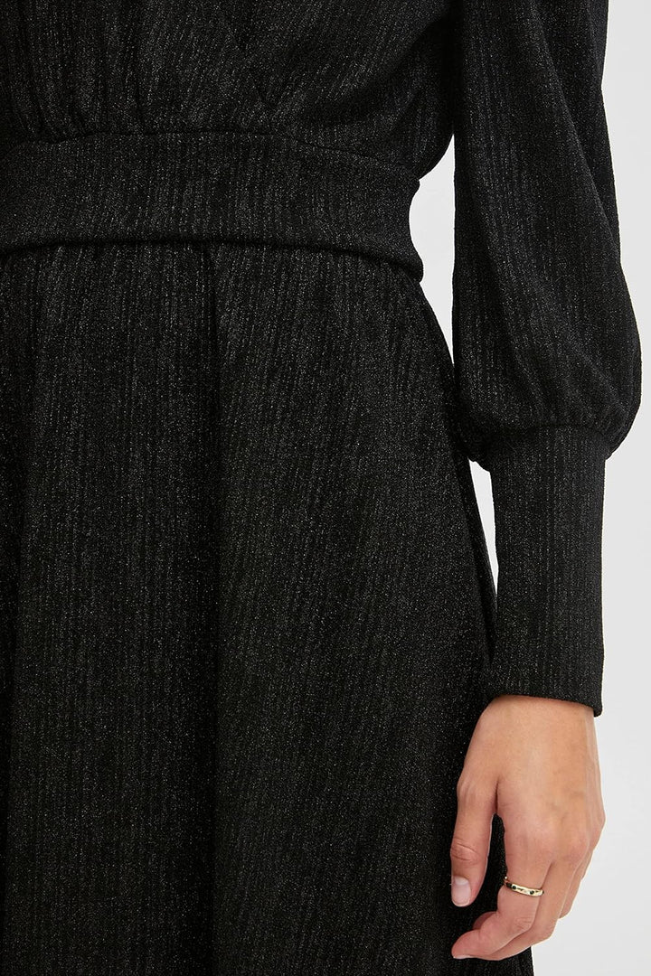 ICHI IHNELLY DR Damen Freizeitkleid Kleid Minikleid Pailletten Langarm V-Ausschnitt Regular-Fit S Bl