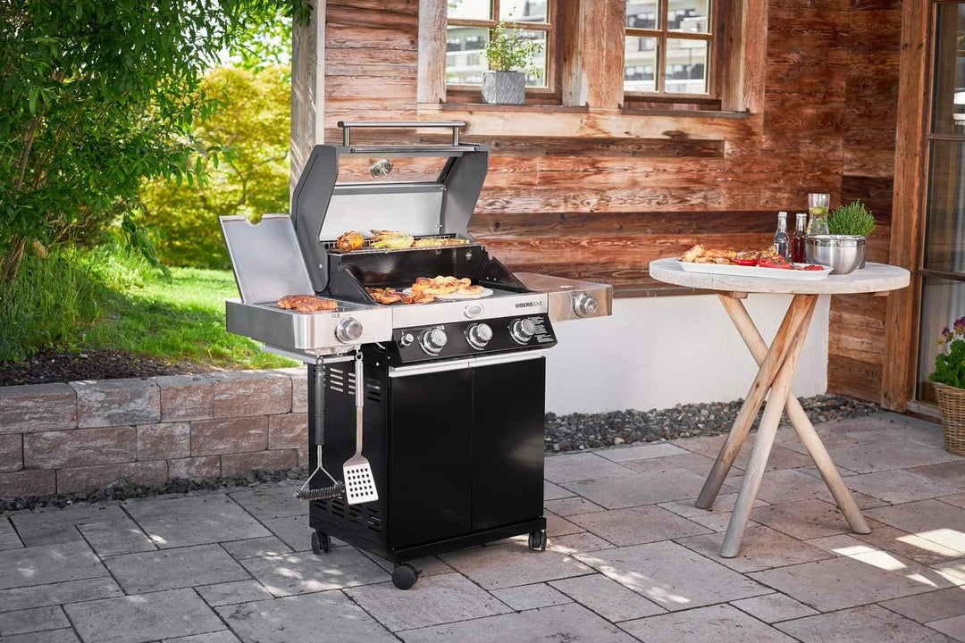 RÖSLE Abdeckhaube BBQ-Station VIDERO G3/G3-S, Hochwertige Schützhülle & Grillrost-Reinigungsbürste,