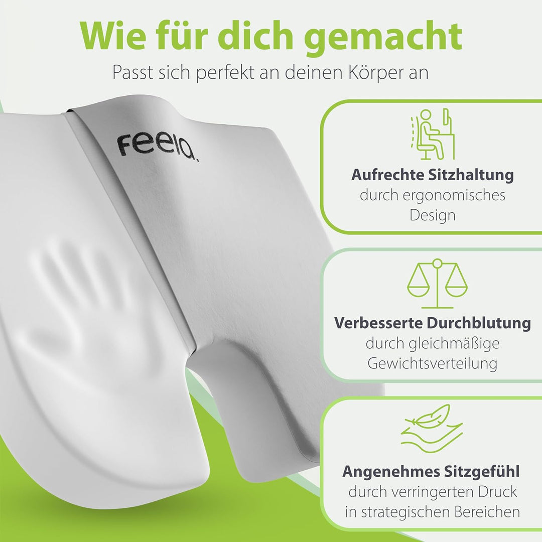 feela.® Orthopädisches Keilkissen [3 Härtegrade] – Memory Foam Haltungskorrektur für mehr Sitzkomfor