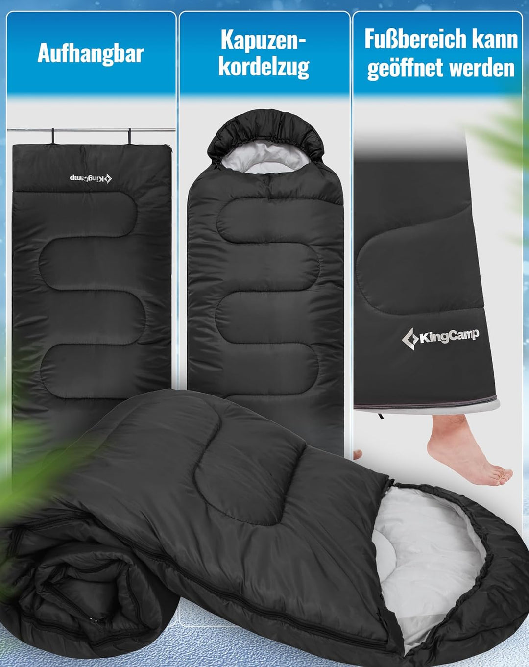 KingCamp Schlafsack für Erwachsene, kaltes Wetter & warm, XL, grosse und hohe Flanell-Schlafsäcke mi