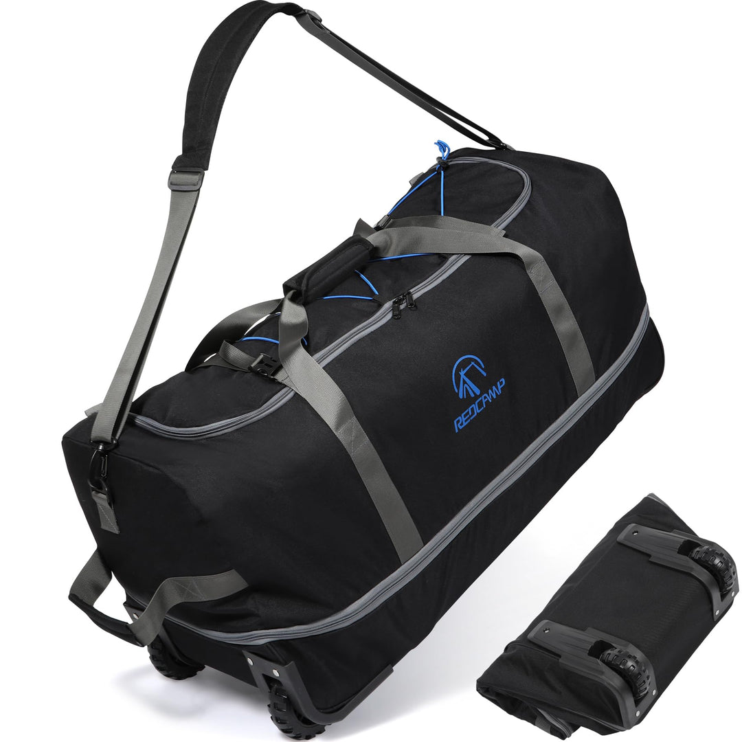 REDCAMP 110L Erweiterbare 140L Extra Grosse Reisetasche mit Rollen, 77cm Faltbare XXL Rucksack Sport