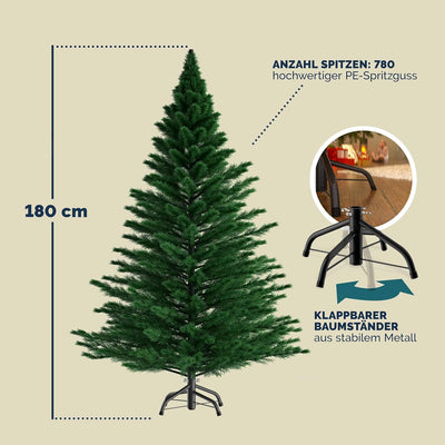 CASARIA® Weihnachtsbaum künstlich 180cm wie echt Edeltanne Spitzguss Metallständer schneller Aufbau