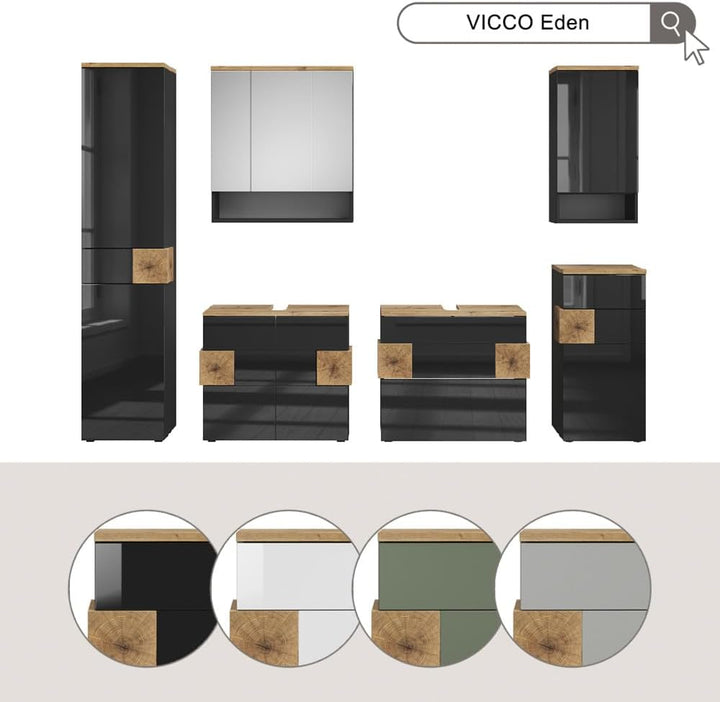 Vicco Badschrank Eden, Anthrazit/Artisan-Eiche, 40 x 77 cm Anthrazit Hängeschrank, Anthrazit Hängesc