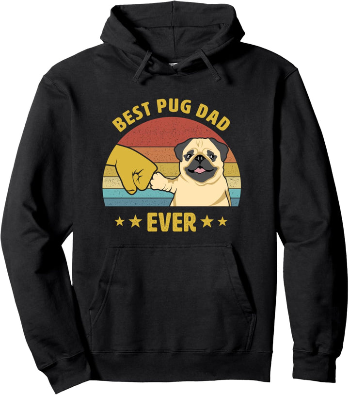 Bester Mops Papa Retro Vintage Welpen Design Hunde Vater Pullover Hoodie