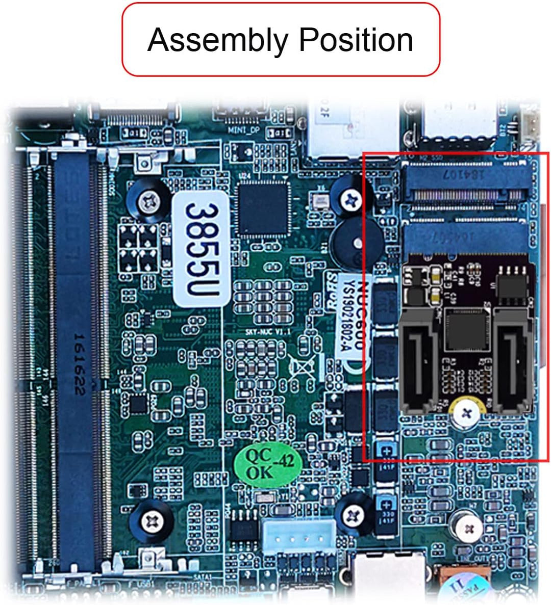 NFHK NGFF Key A+E PCI Express auf SATA 3.0 6Gbps Dual Ports Adapter Konverter Festplattenverlängerun