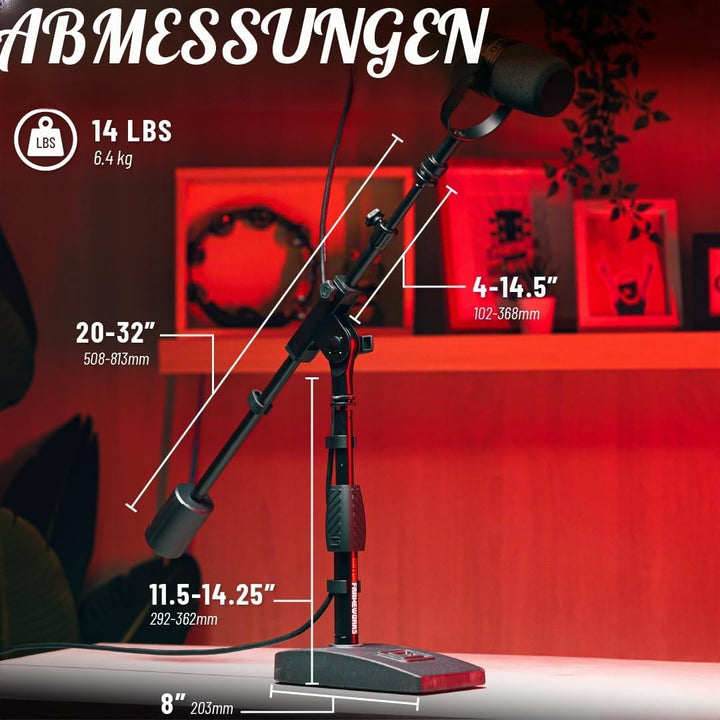 Gator Frameworks Short Weighted Base Microphone Stand with Telescopic Boom Arm and 2.5 Lbs Counter W