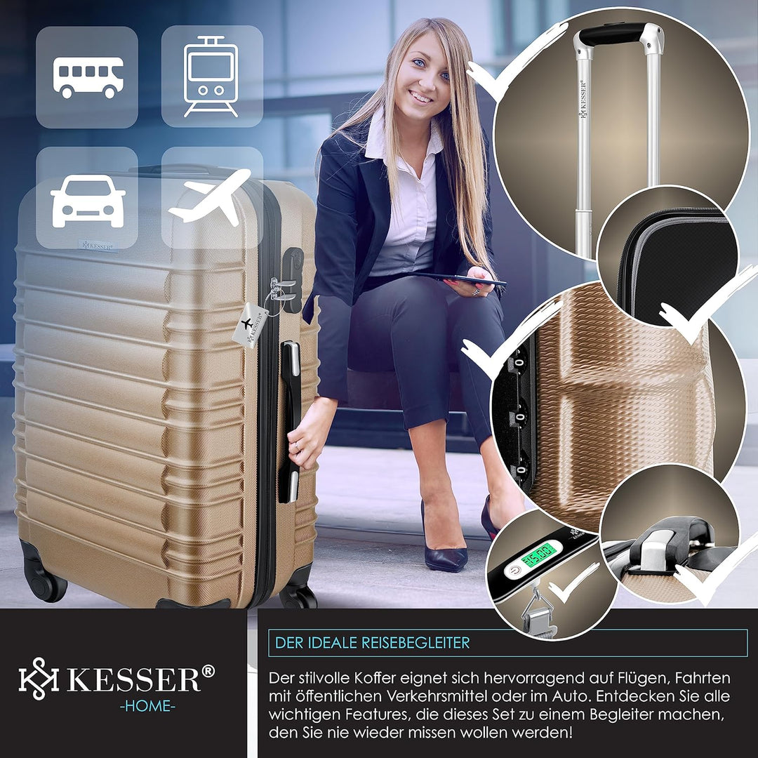 KESSER® Reisekoffer Mittlerer Hartschalen-Koffer Inkl. Kofferwaage + Gepäckanhänger Trolley Gepäck R