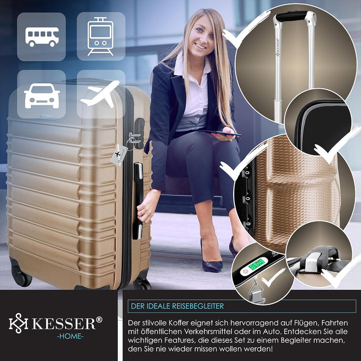 KESSER® Reisekoffer Mittlerer Hartschalen-Koffer Inkl. Kofferwaage + Gepäckanhänger Trolley Gepäck R