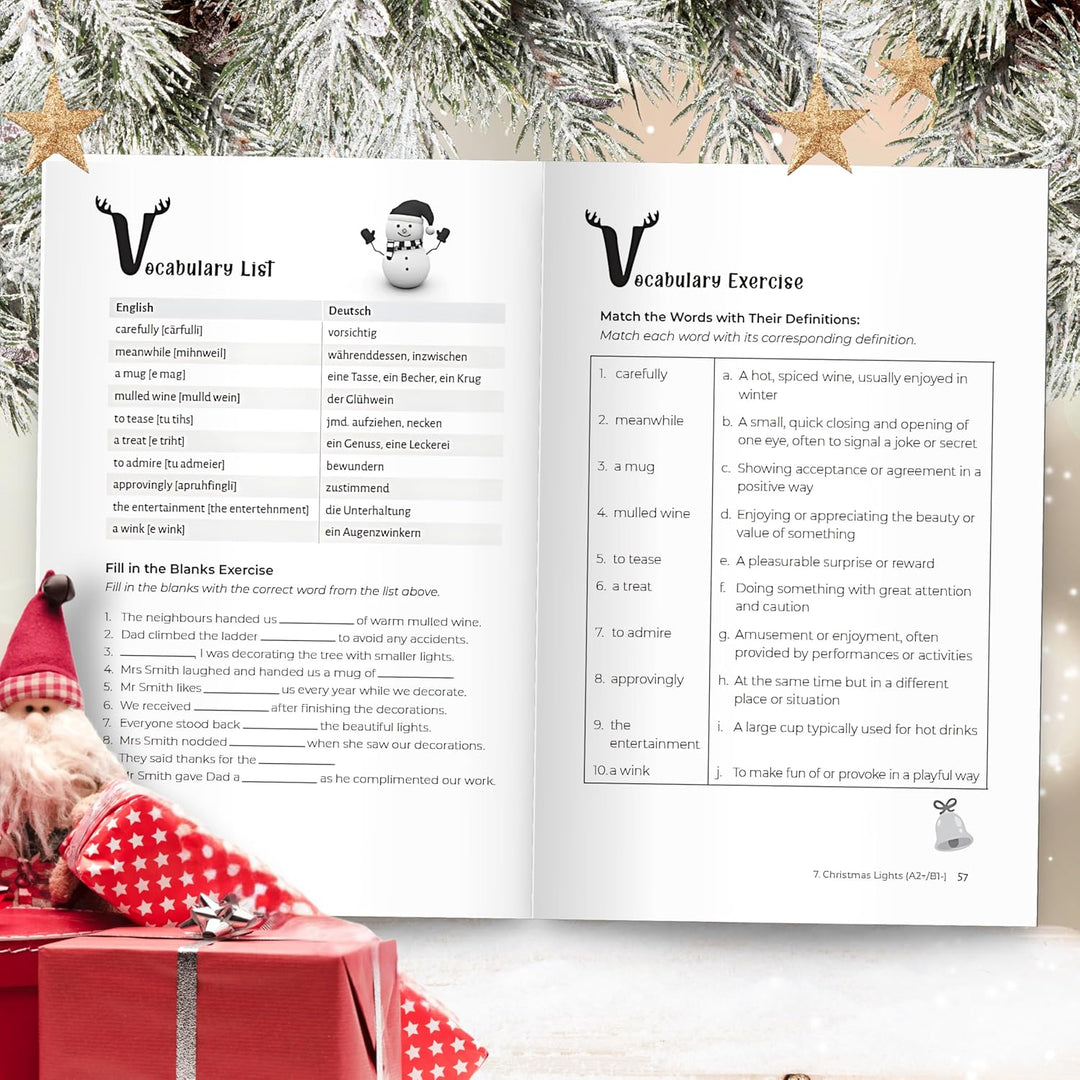 Happy Christmas! Englische Kurzgeschichten Adventskalender inkl. Audiodateien für Erwachsene - mit 2