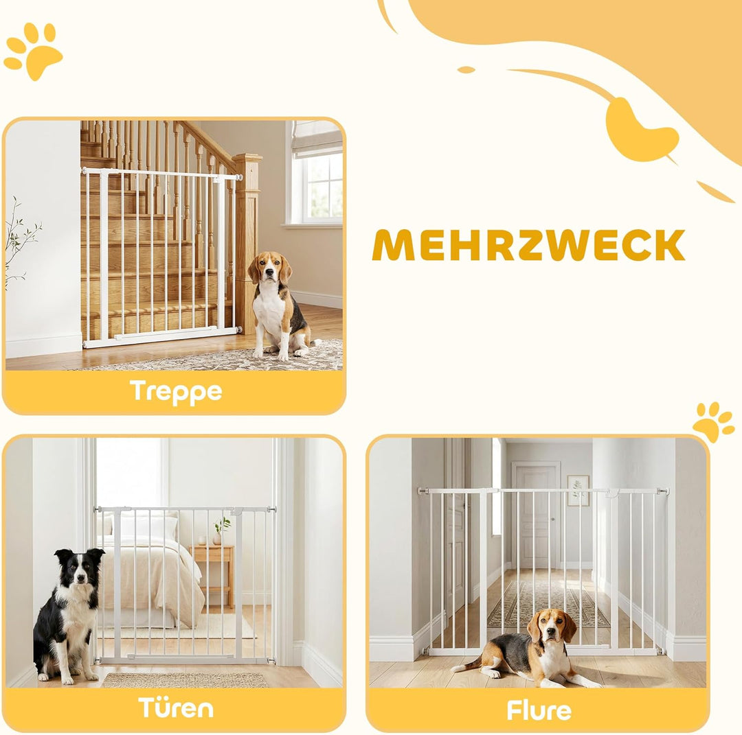 PawHut Türschutzgitter Treppenschutzgitter mit 10/15 cm Verlängerung Türgitter ohne Bohren Treppengi