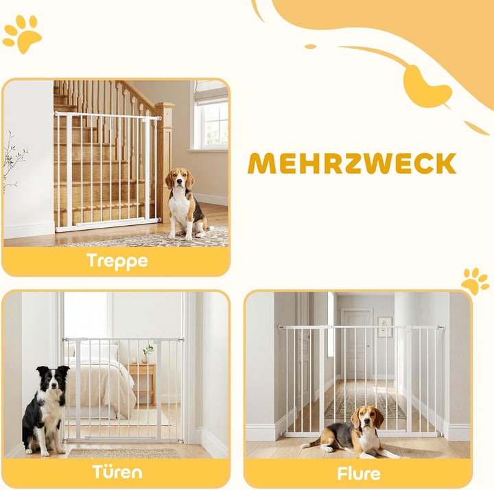 PawHut Türschutzgitter Treppenschutzgitter mit 10/15 cm Verlängerung Türgitter ohne Bohren Treppengi