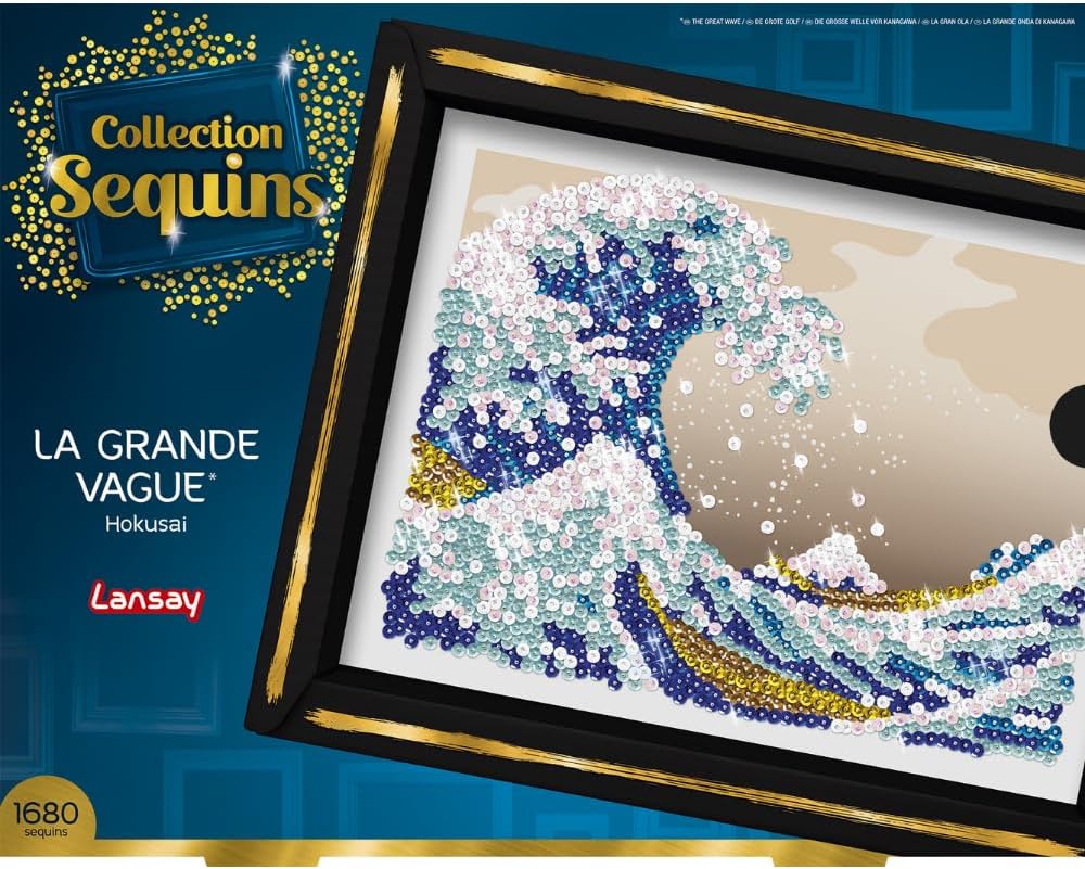 Lansay - COLLECTION SEQUINS - Die grosse Welle- Hokusai- Erstellen Sie ein funkelndes Sequin-Bild vo