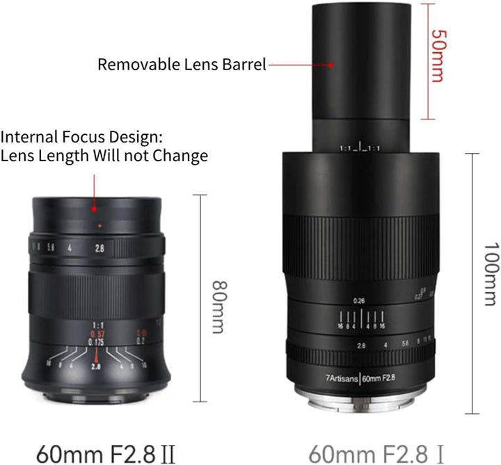 7artisans 60 mm F2.8 Mark II Makro manueller Fokus-Kameraobjektiv APS-C spiegellose Kameralinse für