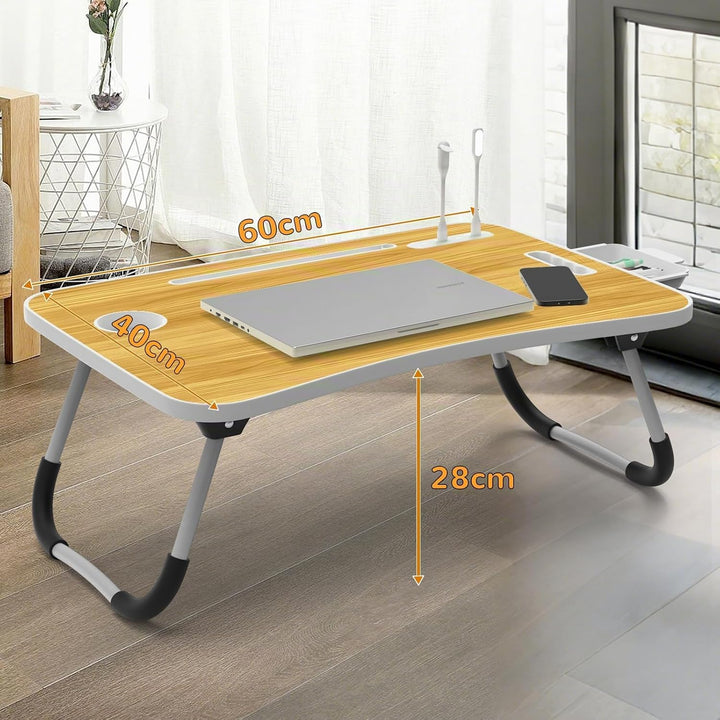 Huracan Laptoptisch für Bett, Laptop Ständer Betttisch Klappbarer, Tragbares Lapdesk mit Schublade,