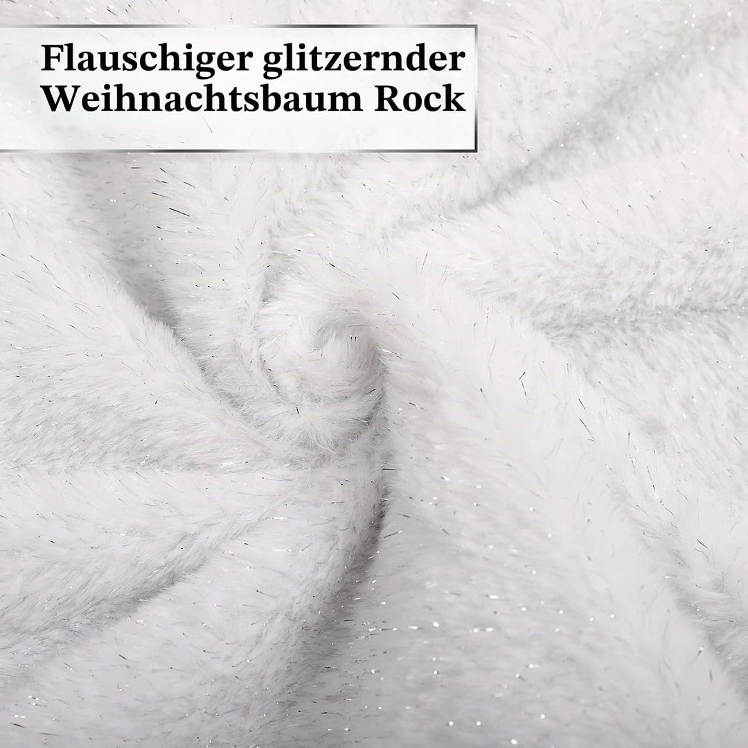 Weihnachtsbaumdecke Weiss Plüsch Christmasbaumdecke Glitzer Kunstfell Weihnachtsbaumteppich Rund Wei