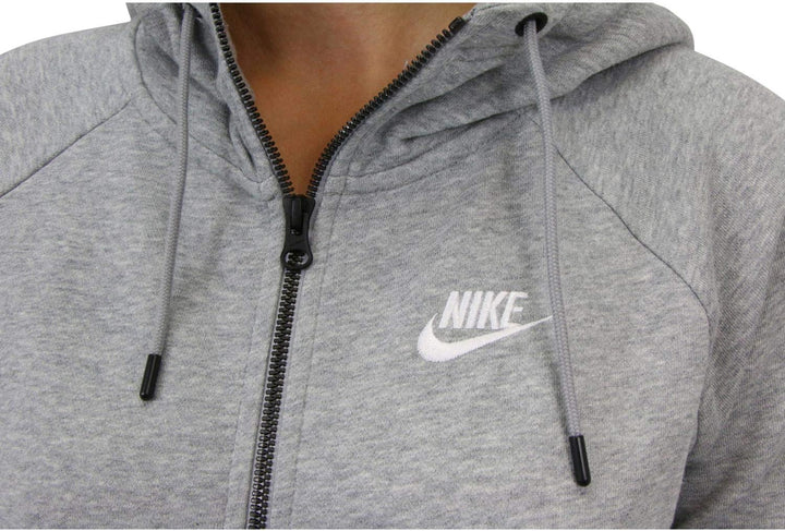 Nike Damen Sweatshirt W Nsw Essntl Hoodie Fz Flc XS Dk Grey Heather/(White), XS Dk Grey Heather/(Whi