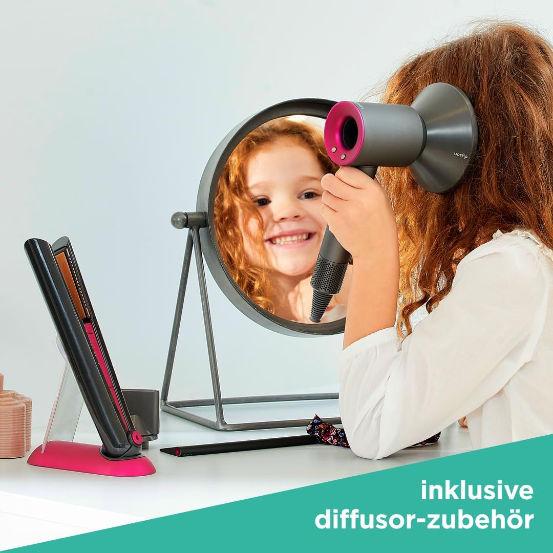 Casdon 73552 Dyson Supersonic & Corrale Deluxe Styling Set-Spielzeug-Glätteisen & Föhn mit echter Fu