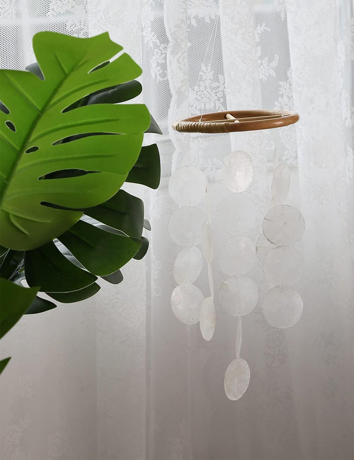 Windspiel Capiz-Muscheln-Perlmutt-Muscheln in Weiss für Heim Hängende Ornamente Kinderzimmer schmück