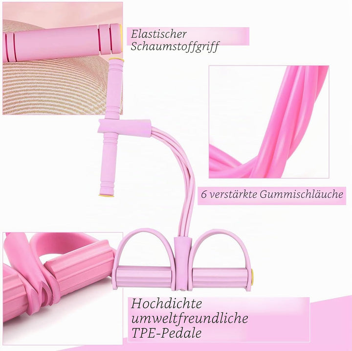 Expander Fitness mit Rückentrainer und Fitnessbänder, Bauchtrainer, Sportgeräte Zuhause, 6 Tubes Gum