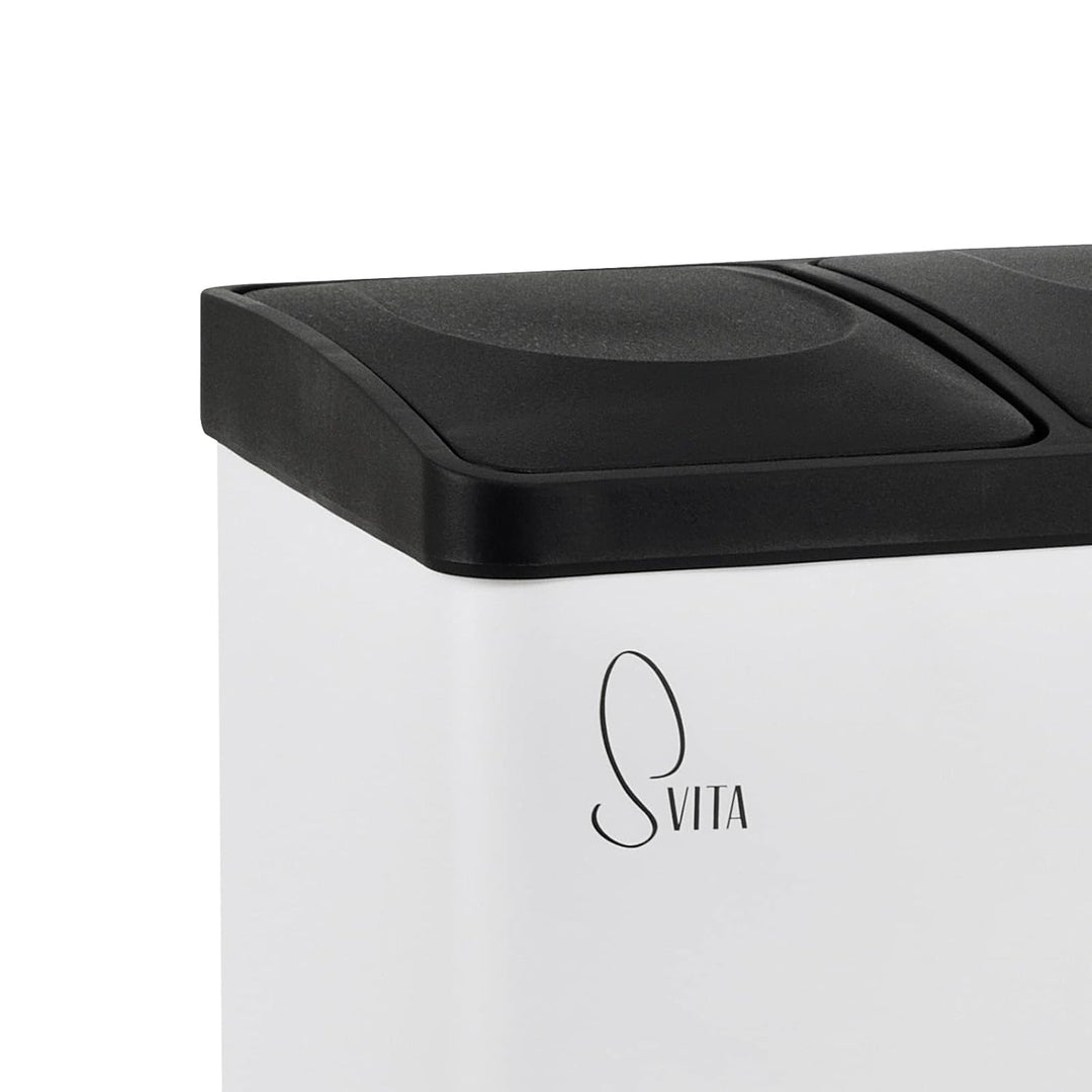 SVITA TC2Combo35 Mülleimer 35Liter Stahl (Weiss), Weiss