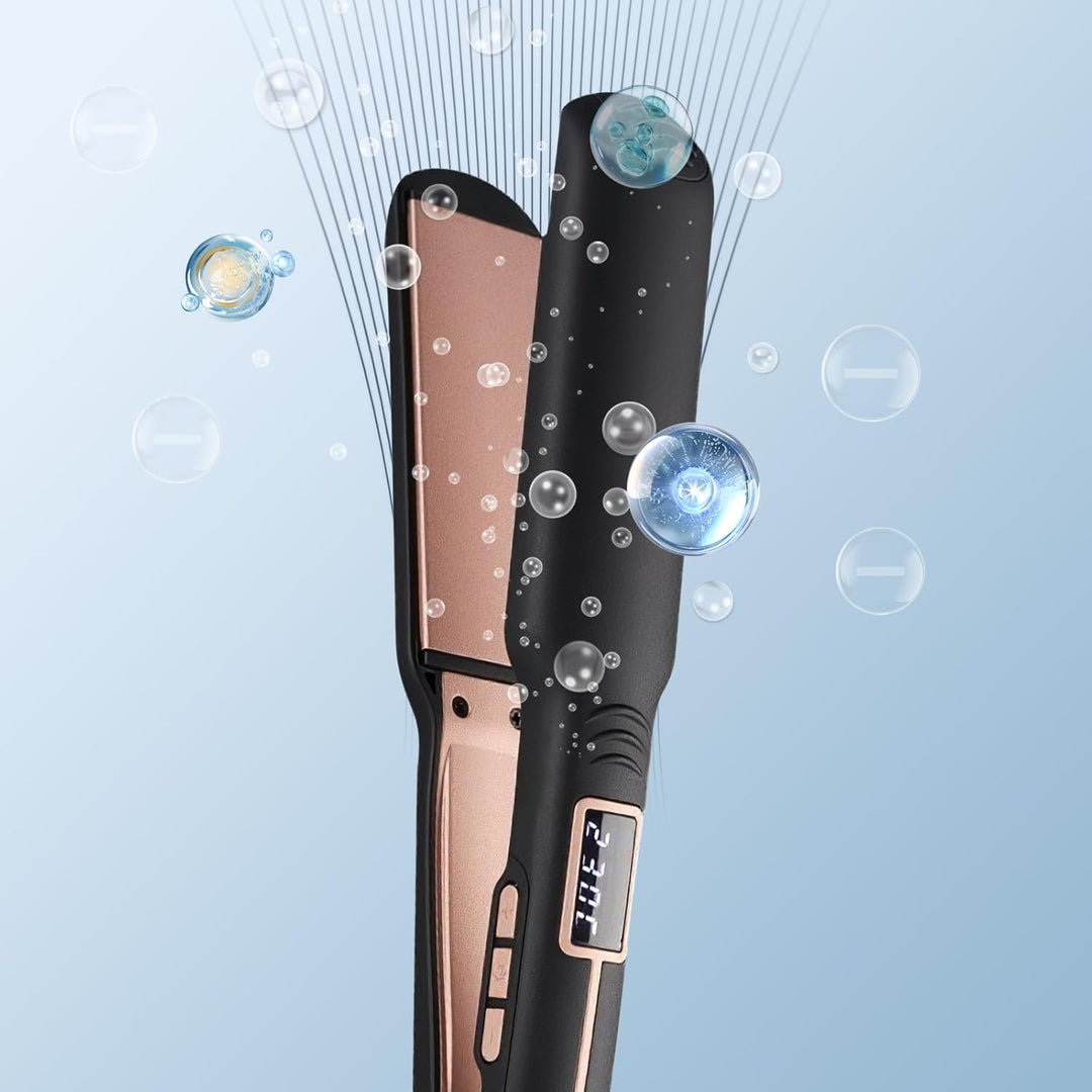 Haarglätter Ionen & Titan, Professionelles Glätteisen mit LCD-Display, 100-230°C Einstellbar, 10 Sek