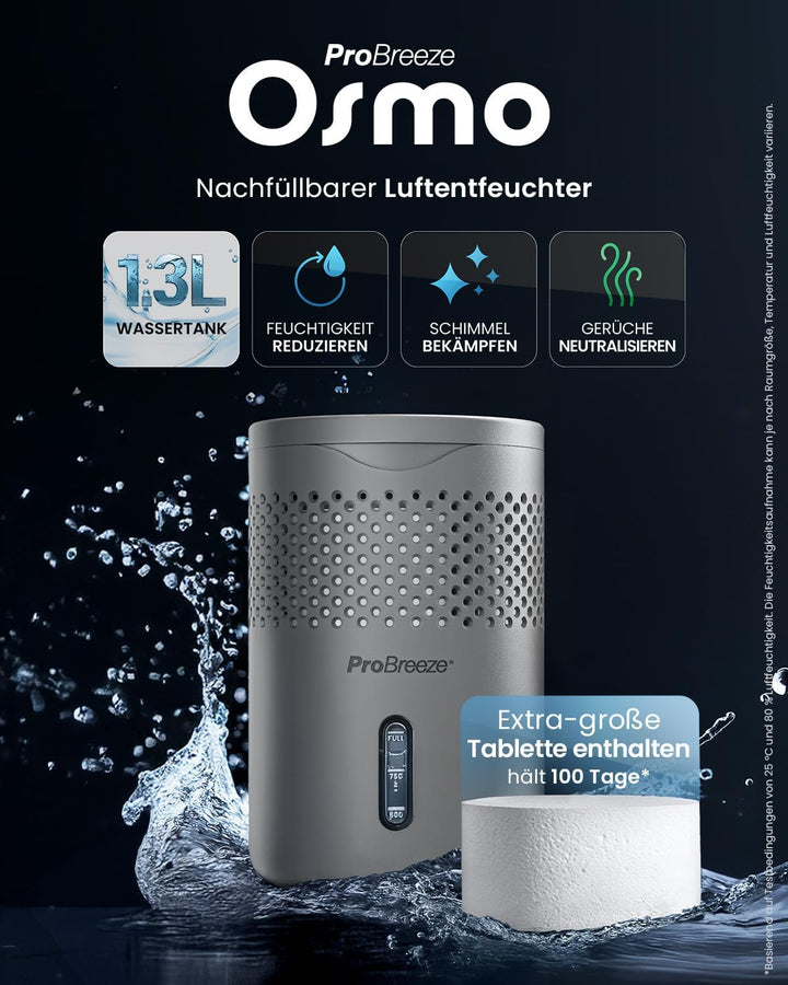Pro Breeze Osmo Luftentfeuchter – Geräuschlos & Nachfüllbar - Raumentfeuchter für Zuhause, Schlafzim