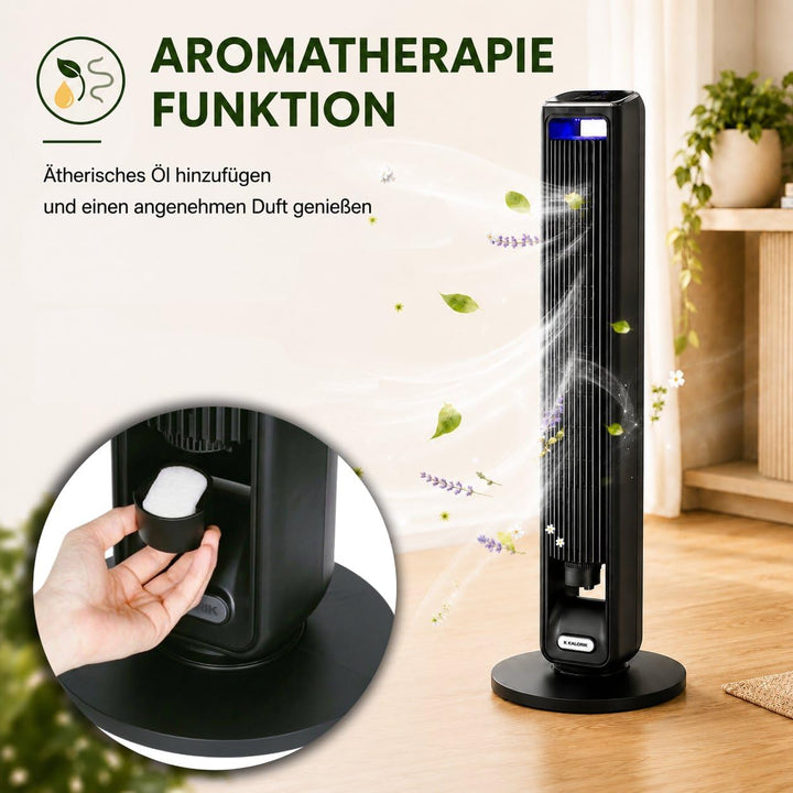 KALORIK Turmventilator VT2200 107cm Leise, 2-in-1 Standventilator mit Aroma-Box, 55W starker Wind 6m