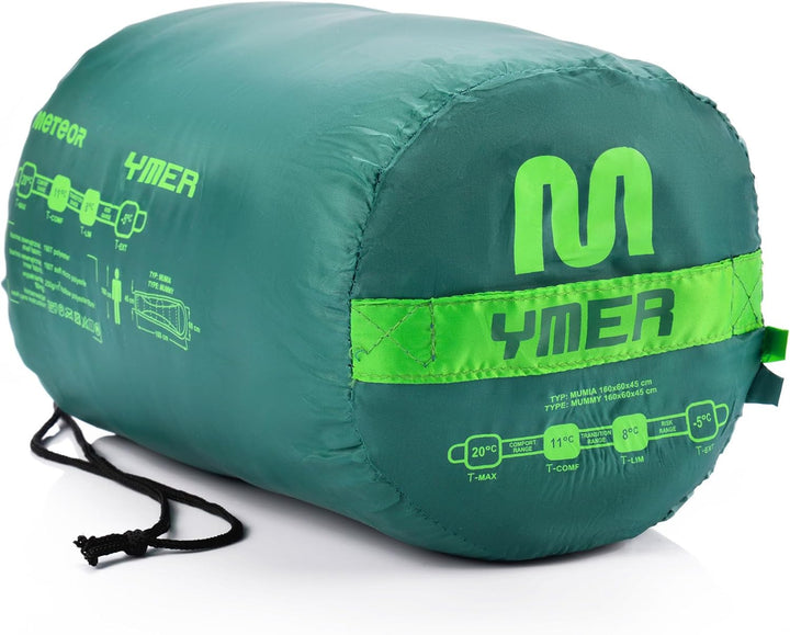 meteor Ymer Ultraleicht Kinderschlafsack – Temperaturbereich –5°C bis 11°C – komfortabler Schlafsack