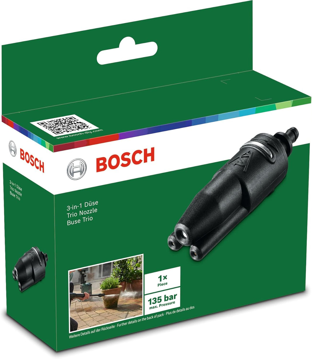 Bosch Trio Düse (für Bosch Hochdruckreiniger AQT 33-10, AQT 35-12, AQT 37-13, im Karton)