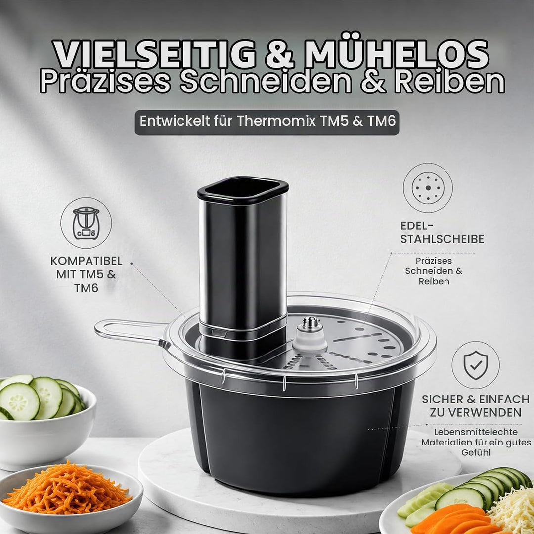Gemüseschneider elektrisch für Thermomix TM5 TM6, Spiralschneider &amp; Gemüsereibe aus Edelstahl, für Z