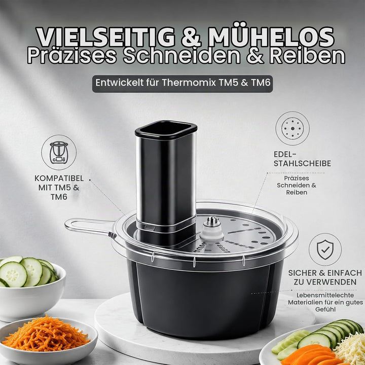 Gemüseschneider elektrisch für Thermomix TM5 TM6, Spiralschneider &amp; Gemüsereibe aus Edelstahl, für Z