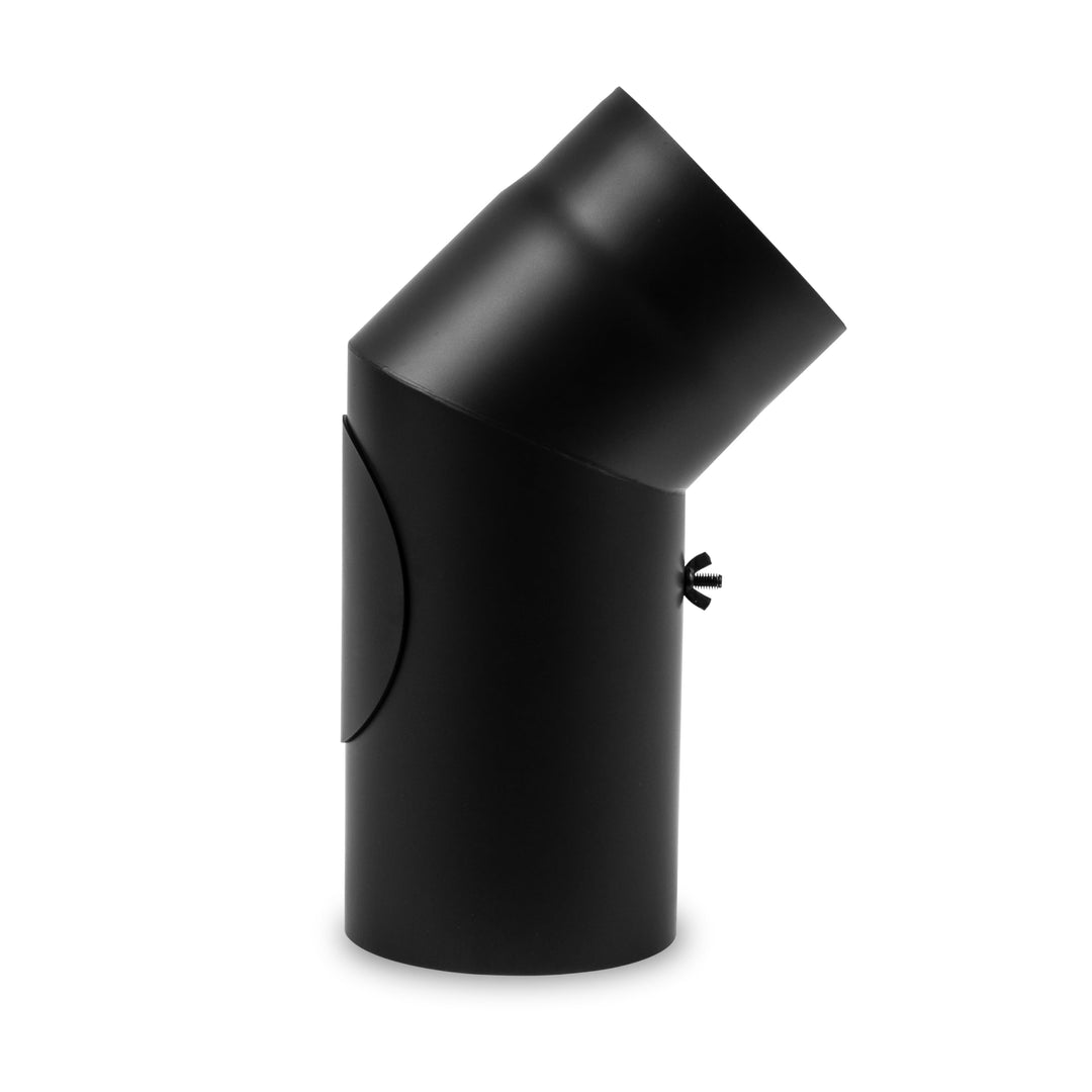 EWO Ofenrohr-Bogen 150 mm Durchmesser - Bogen 45° mit Tür Schwarz - Senotherm-Beschichtung - russbes