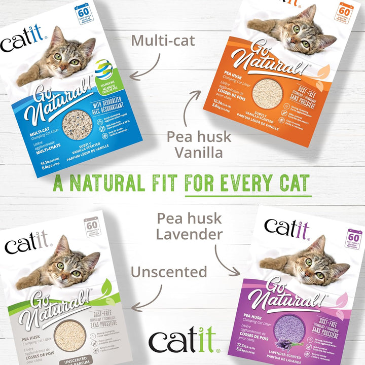 Catit Go Natural, klumpende Katzenstreu, aus Erbsenhülsen, Natur, 2 x 2,8kg (5,6kg)