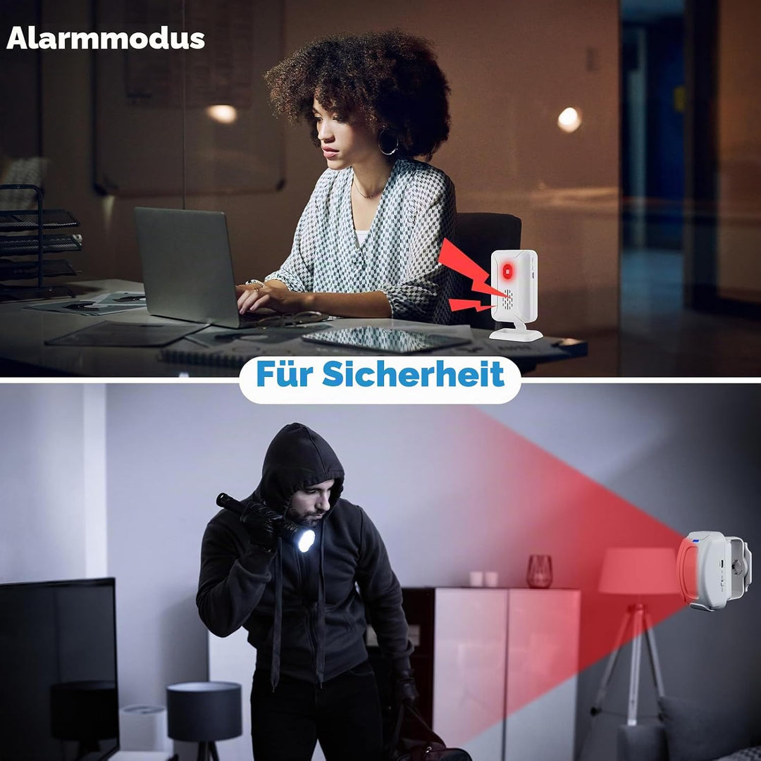 Cruxer Durchgangsmelder Ladentür, Bewegungsmelder Innen Ladenglocke, Funk Klingel mit Ton, Infrarot