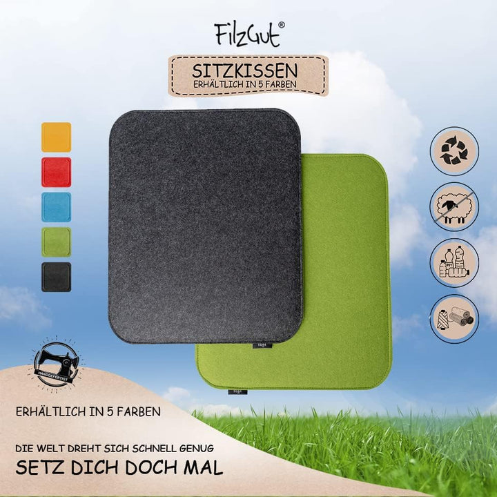 Grün Dunkelgrau 2er Set Sitzauflage Filz Sitzkissen Outdoor Wendekissen Sitzpolster Eckbank Filz Stu