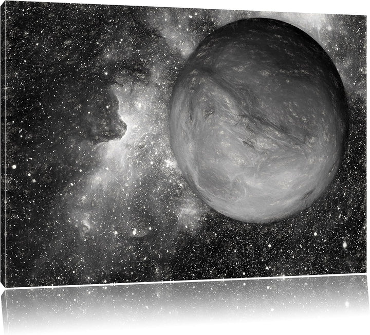 Pixxprint Mars im Weltall Kunst Kohle Effekt, Format: 100x70 auf Leinwand, riesige Bilder fertig ger