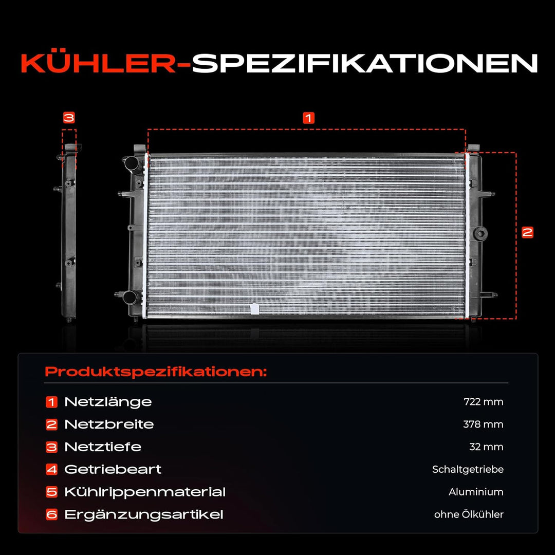 Frankberg Kühler Wasserkühler Motorkühler Schaltgetriebe Kompatibel mit 70B 70C 70J 70K 7DB 7DC 7DJ