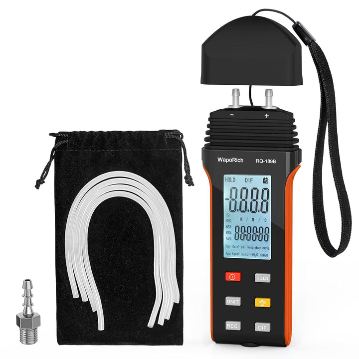 WapoRich Digitales Manometer ±30,00Psi Professionelles Barometer Differenzdruckmessgerät 11 wählbare